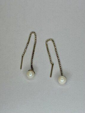Pearl Silver Threader Earrings